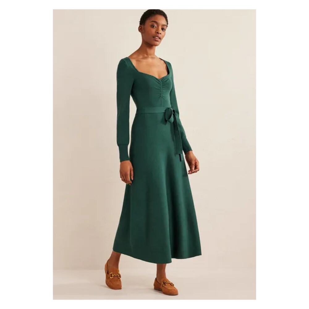 Boden Emerald Green Sweetheart Knitted Midi Dress Sz.20/22R NWT